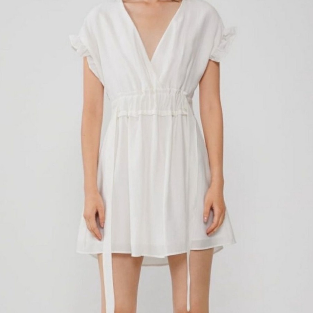 Zara White Ruffle Dress - Picture 4 of 9